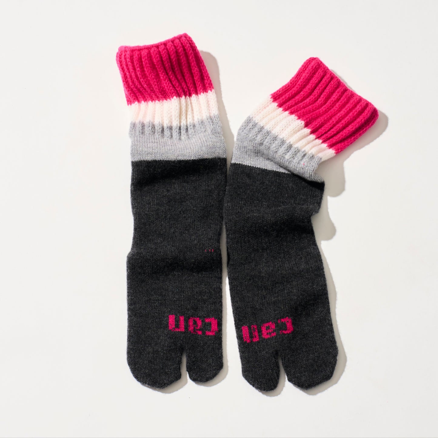 メリノウール ボーダールーズソックス / ピンク